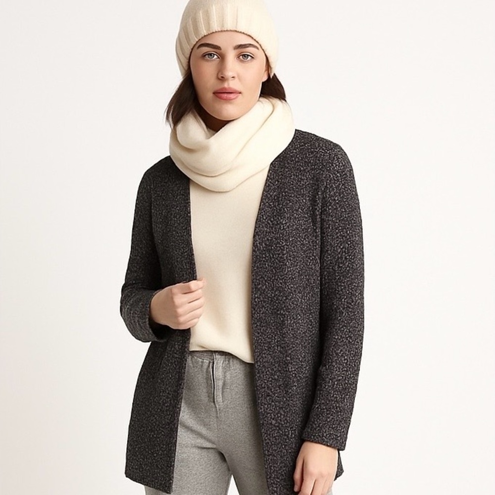 J.Jill Black & White Textured Open Front Cardigan – Small
